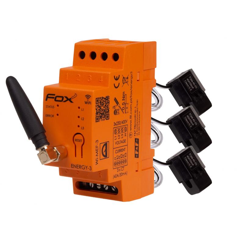 Monitor energii elektrycznej WI-FI 3F+N,FOX ENERGY 3, WI-MEF3 40A - WI-MEF-3-40 - F&F