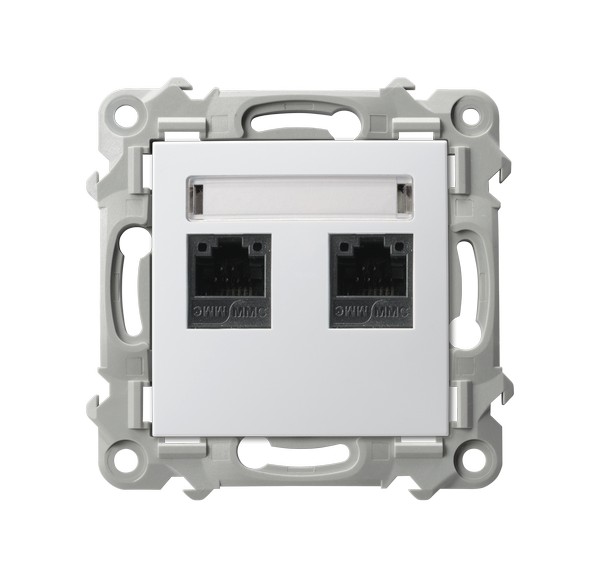 GNIAZDO KOMPUTEROWE PODWÓJNE RJ45 KAT.5E BIAŁY SZAFIR - GPK-2Z/K/m/00 - OSPEL