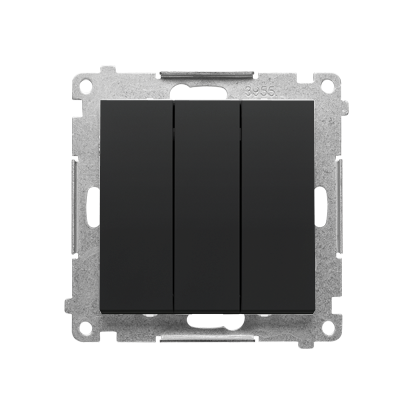 Przycisk potrójny z podświetleniem LED (moduł) 10 AX, 250 V~, szybkozłącza; Czarny mat Simon 55 - TP31L.01/149 - KONTAKT SIMON