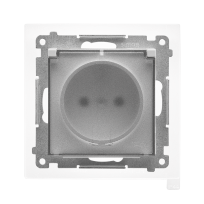 Gniazdo wtyczkowe do wersji IP44 z uszczelką (moduł) 16 A, 250 V~, szybkozłącza. Klapka transparentna; Jasnoszary mat Simon 55 - TGZ1BCZ.01/114A - KONTAKT SIMON