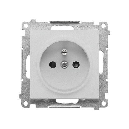 GNIAZDO POJEDYNCZE Z UZIEMIENIEM Z PRZESŁONAMI 2P+Z 16A 250V SZYBKOZŁĄCZKA ALUMINIUM MAT SIMON 55 - TGZ1CZ.01/143 - KONTAKT SIMON