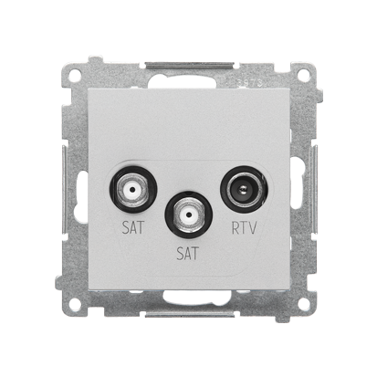 Gniazdo antenowe satelitarne podwójne SAT-SAT-RTV (moduł). 2x Wejście: 5 MHz÷2,4 GHz; Aluminium mat Simon 55 - TASK2.01/143 - KONTAKT SIMON