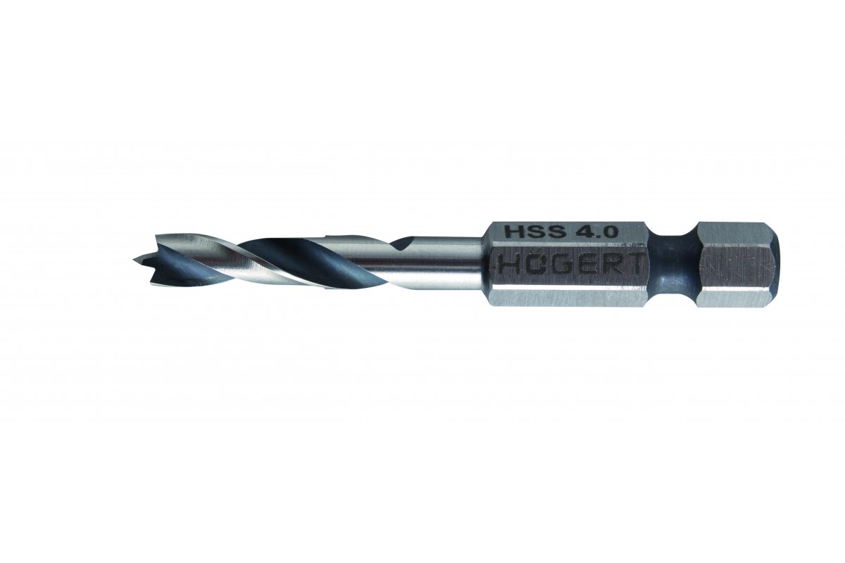 Wiertło do drewna 4 mm, z uchwytem narzędziowym 1/4" - HT6D344 - HOGERT