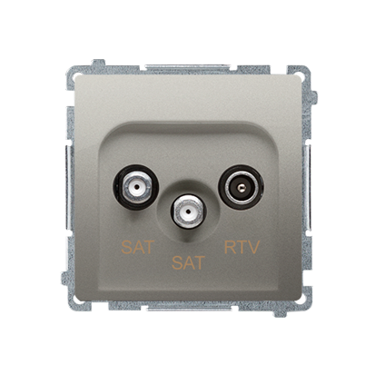 Gniazdo antenowe satelitarne podwójne końcowe SAT-SAT-RTV, (moduł). 2xwejście: SAT: 5–2400 MHz, RTV: 5–862 MHz; satynowy - BMZAR+SAT3.1-P2.01/29 - KONTAKT SIMON