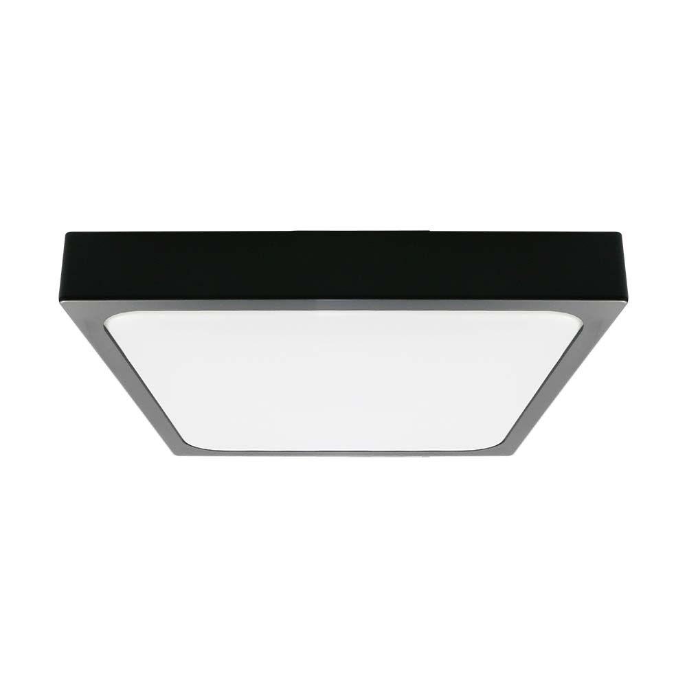 18W Plafon LED / Średnica: 225mm / Barwa:4000K / Klosz: Kwadratowy mleczny czarna ramka / IP44 - 7643 - V-TAC
