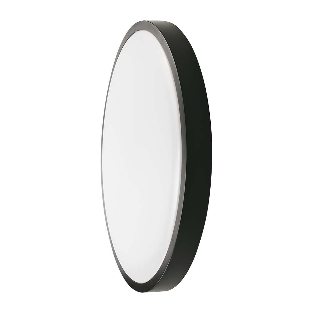 24W Plafon LED z mikrofalowym czujnikiem ruchu / Średnica: 295mm / Barwa:4000K / Klosz: Okrągły mleczny czarna ramka / IP44 - 7670 - V-TAC