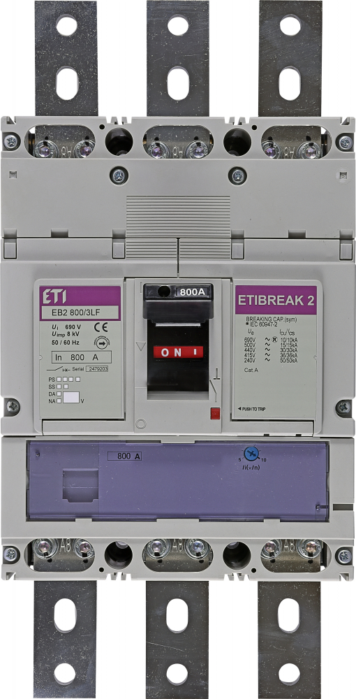 WYŁĄCZNIK MOCY 3P, 36KA, WYZW. TM (REGULACJA MAGNETYCZNA) EB2 800/3LF 800A 3P - 004672204 - ETI