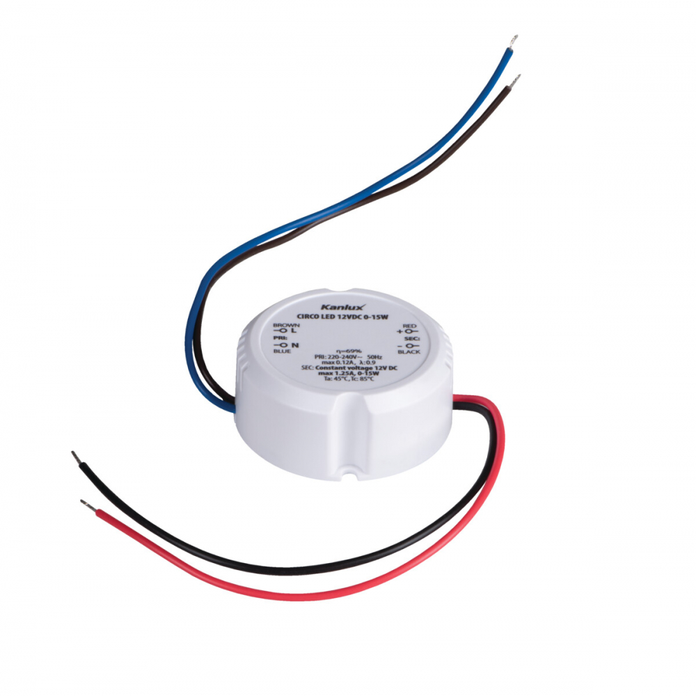 ZASILACZ LED 12V DC 15W 1.25A IP20 MONTAŻOWY DO PUSZKI CIRCO - 24243 - KANLUX
