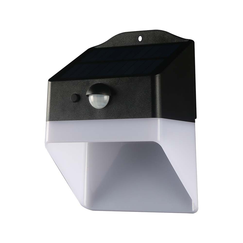 2W Lampa ścienna LED solarna 200LM / Bateria litowa 3.7v 1200mA / Barwa: 4000K / Kolor: Czarny+ Biały - 10309 - V-TAC
