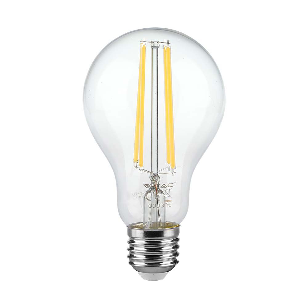 12W A70 Żarówka LED Filament / Klosz Transparentny / Barwa:3000K / Trzonek:E27 - 217458 - V-TAC