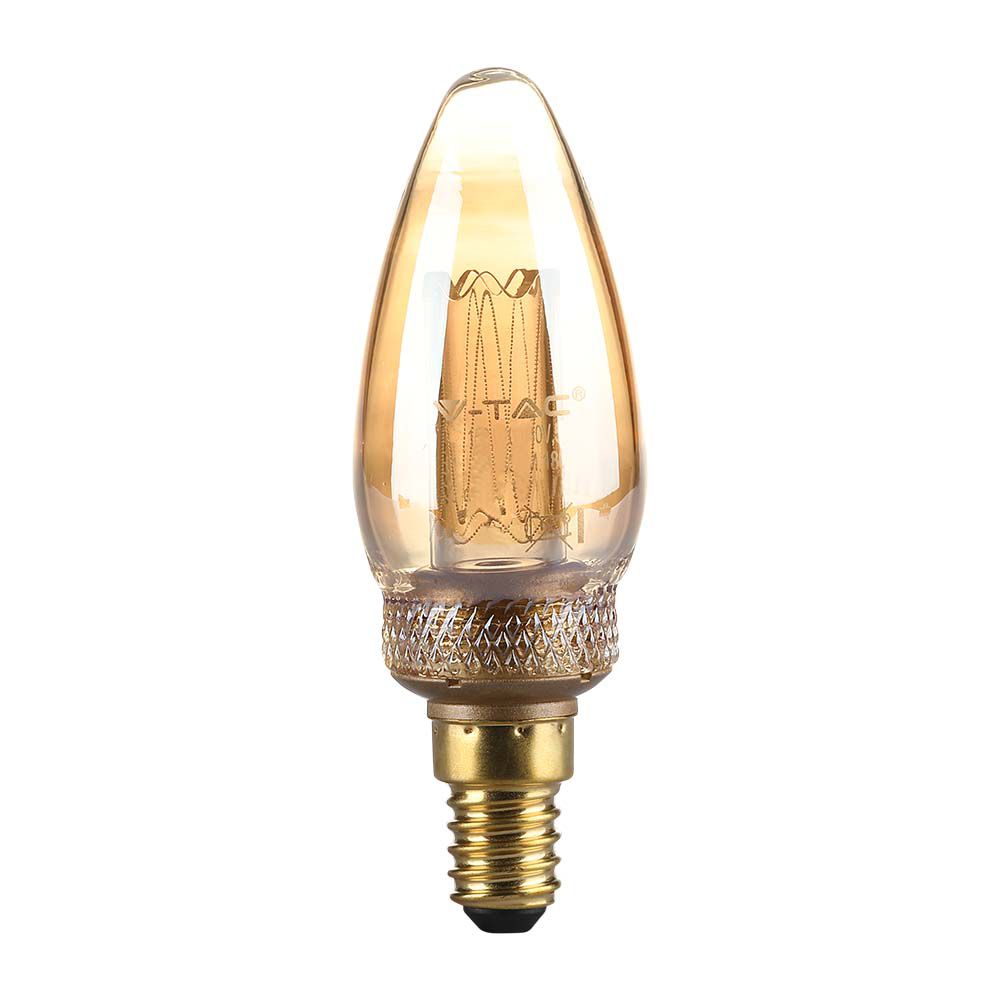 2W Żarówka LED Filament - ART / Klosz Bursztynowy / Barwa:1800K / Trzonek:E14 - 217472 - V-TAC