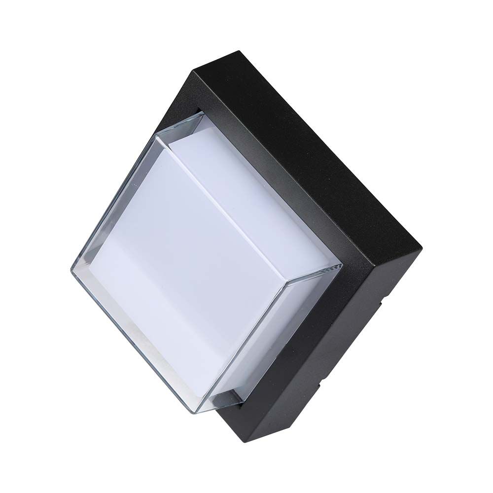 7W Lampa ścienna LED / Barwa:3000K / Obudowa: Czarny / Kwadratowa - 218612 - V-TAC