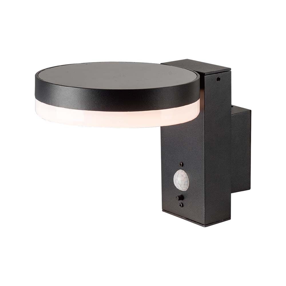 5.5W Lampa ścienna LED SMD solarna z czujnikiem PIR / Barwa: 3000K / Kształt: Okrągła - 23016 - V-TAC