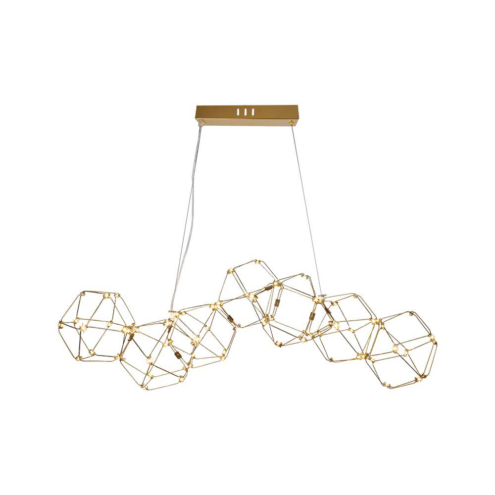 28W Dekoracyjna lampa wisząca LED ( L94.5*W32.5*H120CM) / Barwa: 3000K / Obudowa: Złota - 15339 - V-TAC
