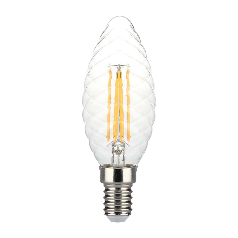 4W Twist C35 Żarówka LED Filament / Barwa:3000K / Ściemniana / Trzonek:E14 - 214367 - V-TAC