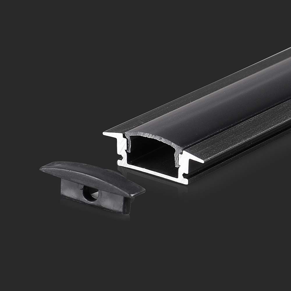Profil Aluminiowy do paska LED wpuszczany / 2000mmx24.7mmx7mm / Klosz: Czarny / Kolor: Czarny - 2875 - V-TAC