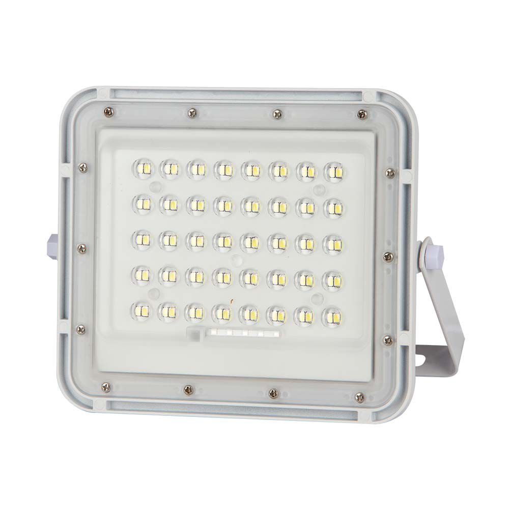 6W Solarny naświetlacz LED z czujnikiem zmierzchu / Panel z przewodem: 3m / Pilot / Bateria 5000mAh/ Barwa:4000K / Obudowa: Biała - 7840 - V-TAC