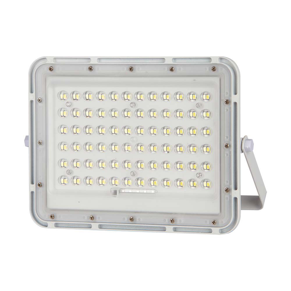 15W Solarny naświetlacz LED z czujnikiem zmierzchu / Panel z przewodem: 3m / Pilot / Bateria 12000mAh/ Barwa:6400K / Obudowa: Biała - 7843 - V-TAC