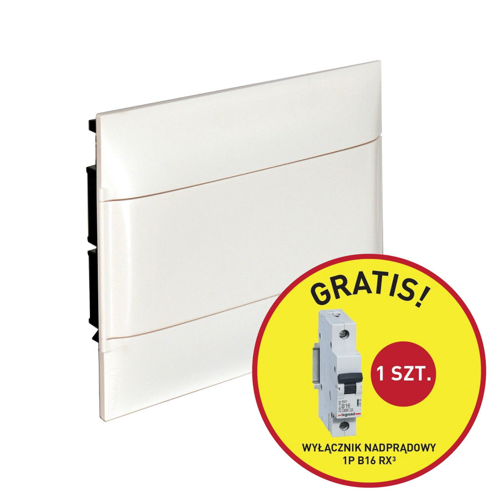 ROZDZIELNIA WNĘKOWA 1X12 650 DRZWI BIAŁE + 1 SZT RX3 1P B 16A PRACTIBOXS - 135361P - LEGRAND