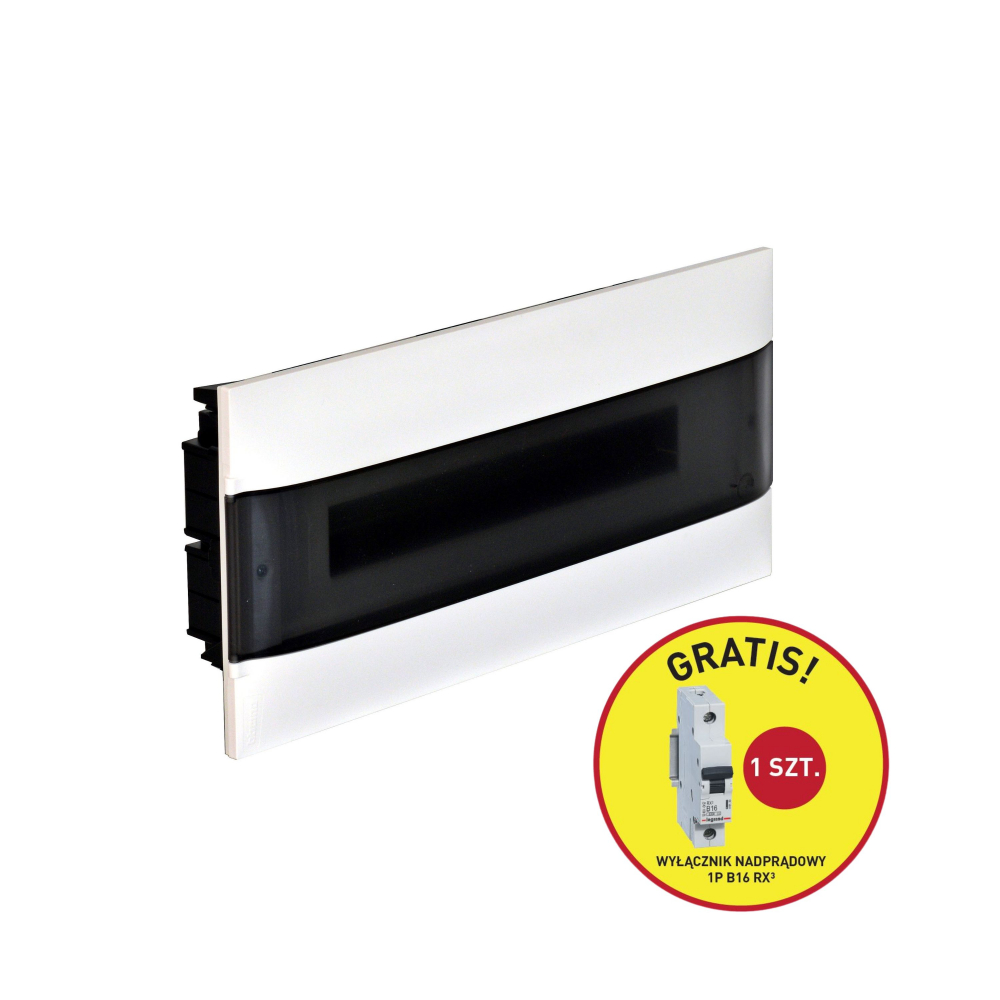 ROZDZIELNIA WNĘKOWA 1X22 650 DRZWI PRZEŹROCZYSTE + 1 SZT RX3 1P B 16A PRACTIBOXS - 137375P - LEGRAND