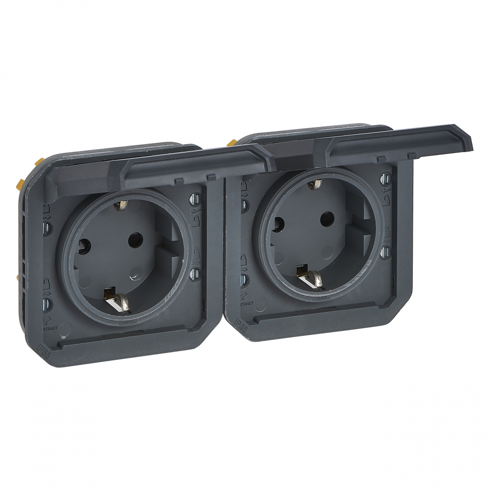 GNIAZDO SCHUKO 2X2P+Z POZIOME MECHANIZM 16A-250V~ ANTRACYT PLEXO - 069879L - LEGRAND
