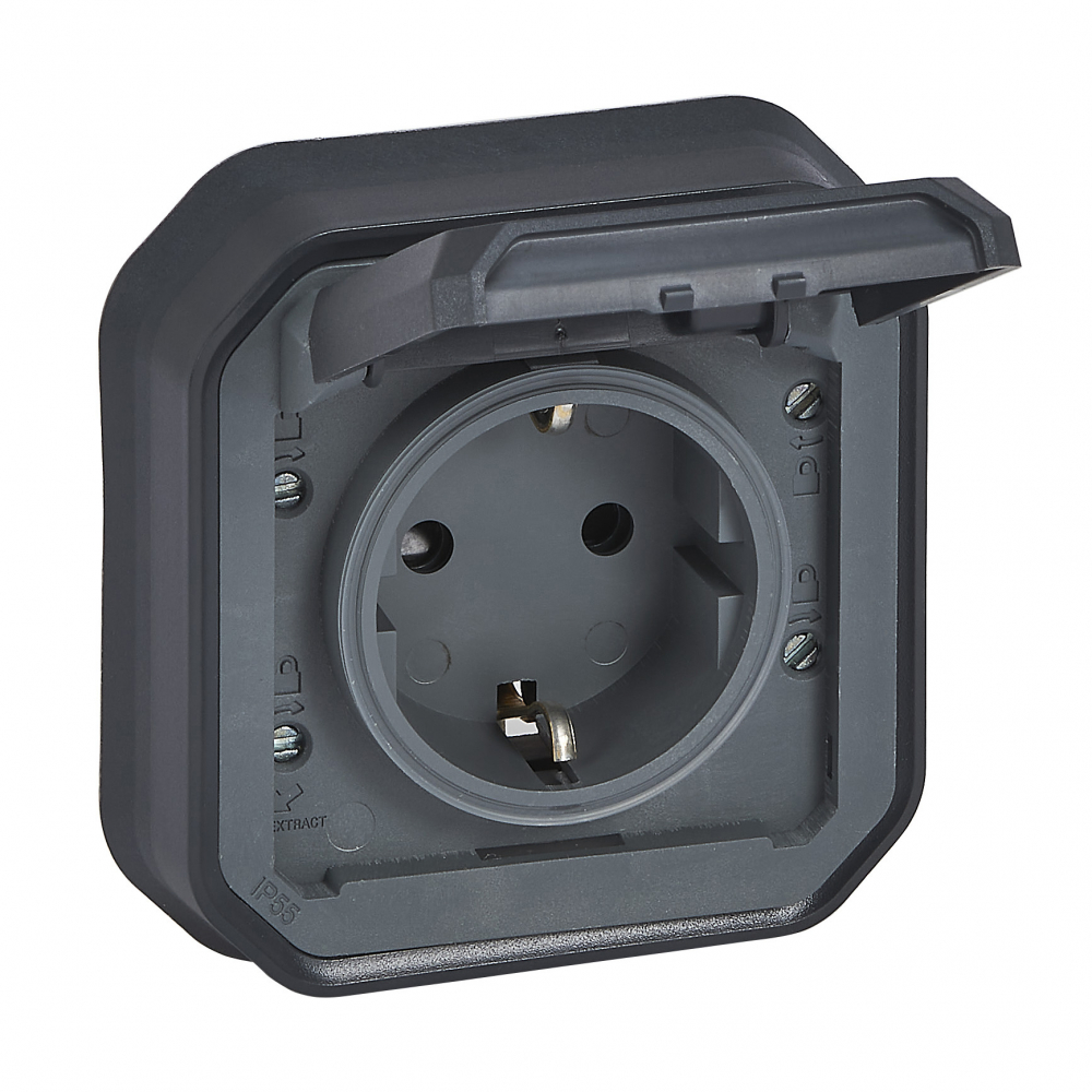 GNIAZDO SCHUKO 2P+Z ZACISKI ŚRUB KOMPLET PODTYNKOWY 16A-250V~ ANTRACYT PLEXO - 069859L - LEGRAND