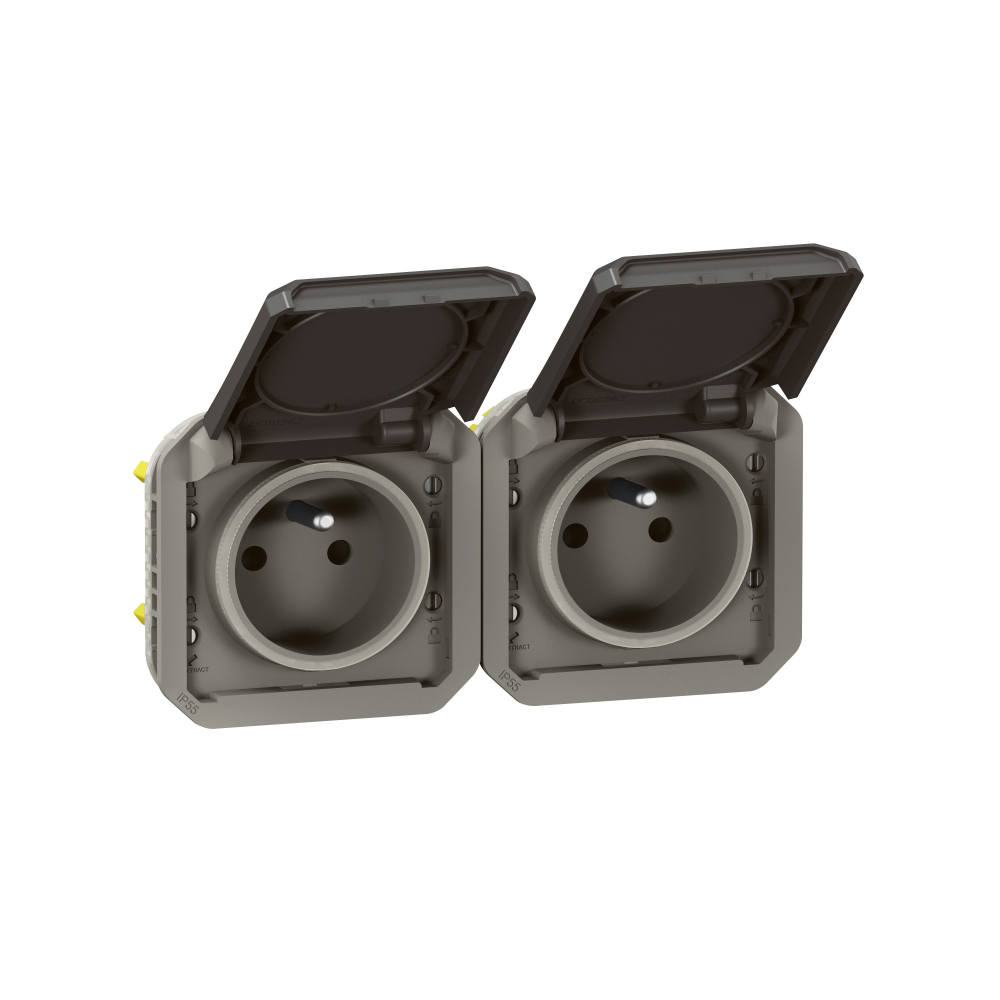 GNIAZDO 2X2P+Z POZIOME MECHANIZM 16 A - 250 V~ ANTRACYT PLEXO - 069842L - LEGRAND