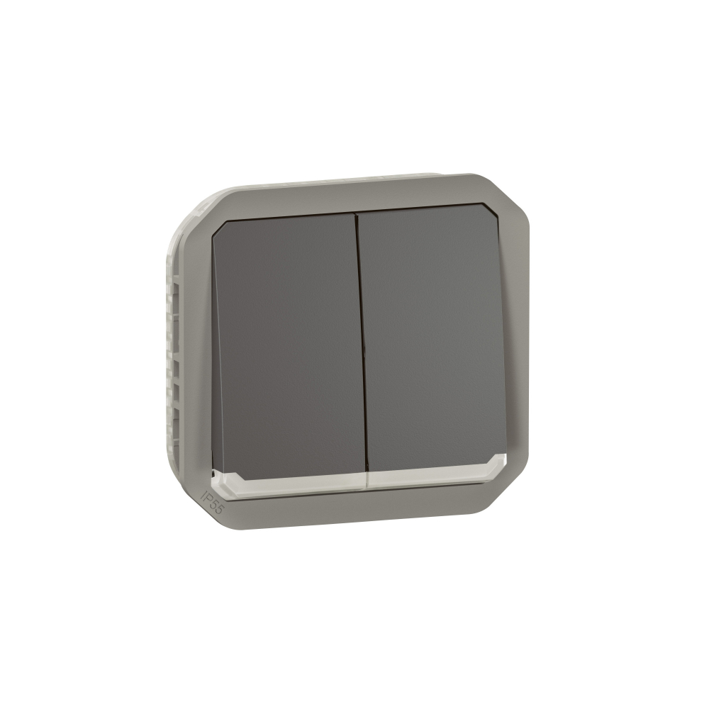 ŁĄCZNIK PODWÓJNY/PRZYCISK PODWÓJNY Z PODŚWIETL. MECH 10AX-250V~ ANTRACYT PLEXO - 069806L - LEGRAND