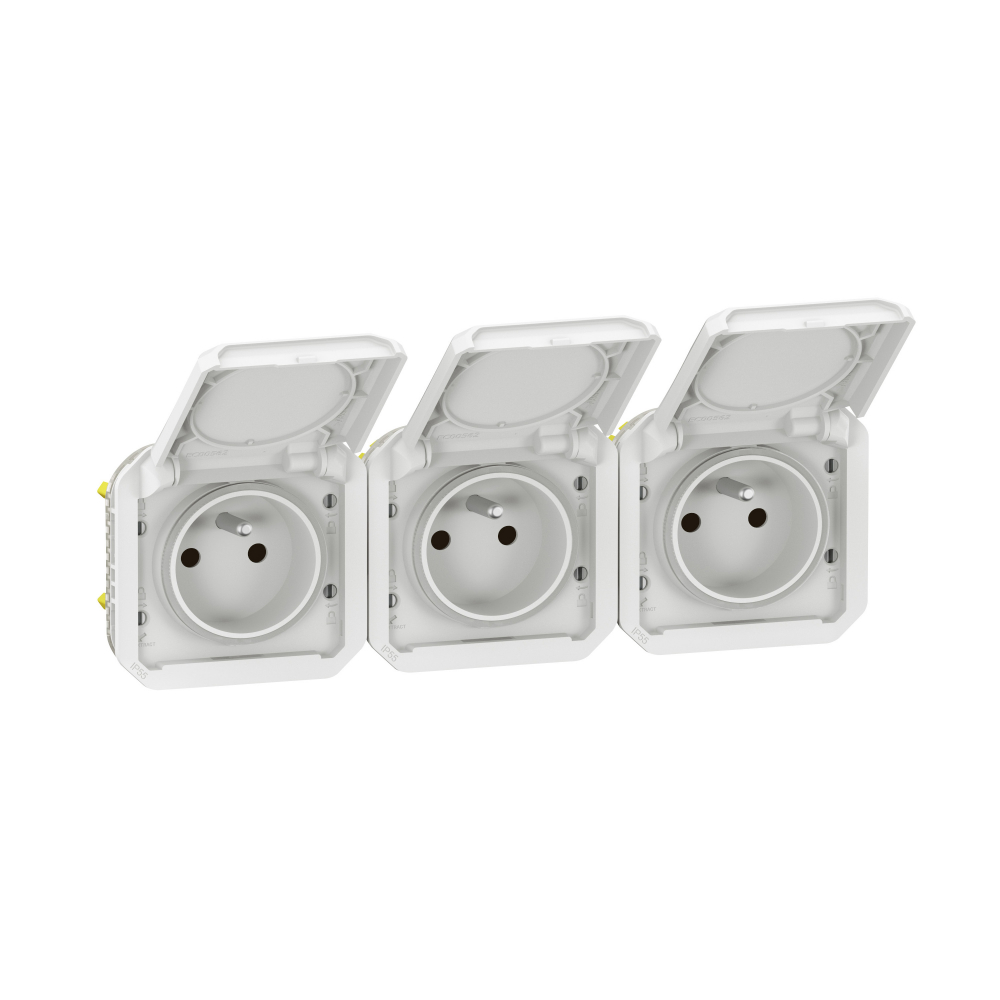 GNIAZDO 3X2P+Z POZIOME KOMPLET MECHANIZM 16 A - 250 V~ BIAŁE PLEXO - 069644L - LEGRAND