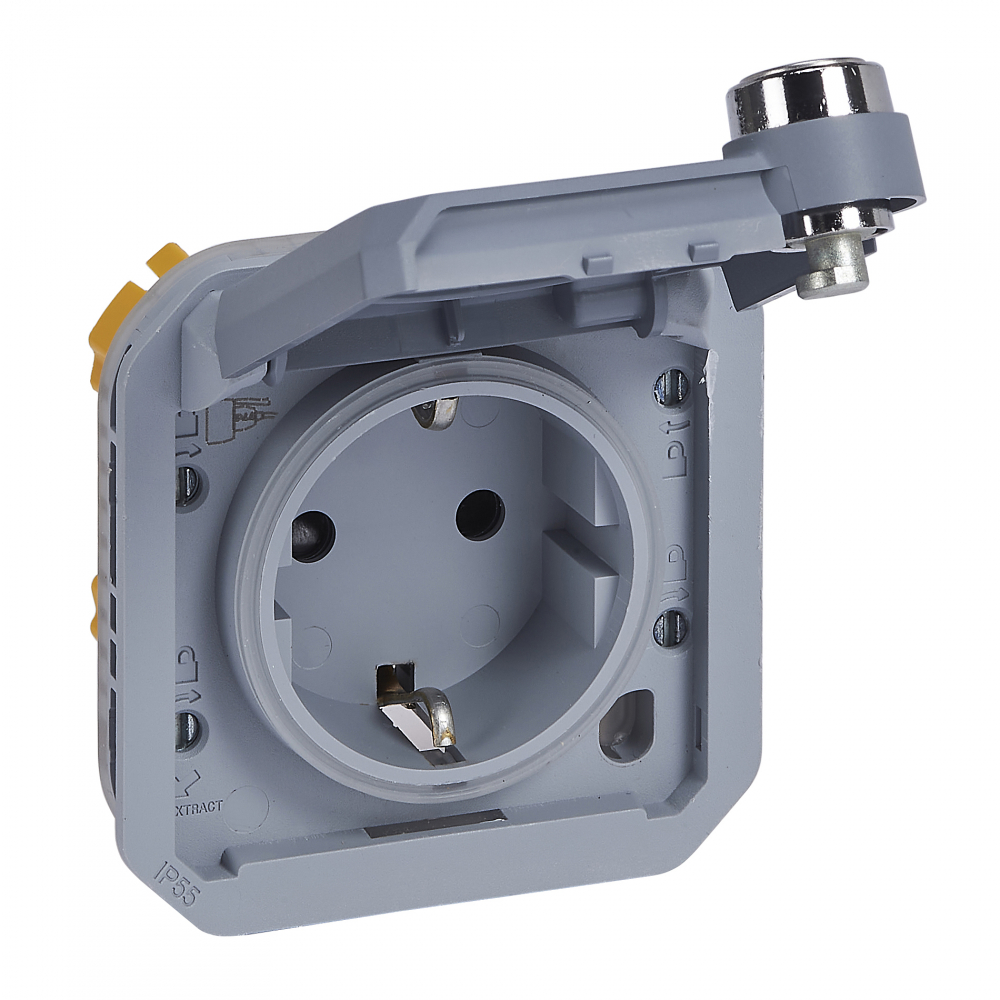 GNIAZDO SCHUKO 2P+Z NA KLUCZ ZACISKI AUTO MECHANIZM 16A-250V~ SZARE PLEXO - 069574L - LEGRAND