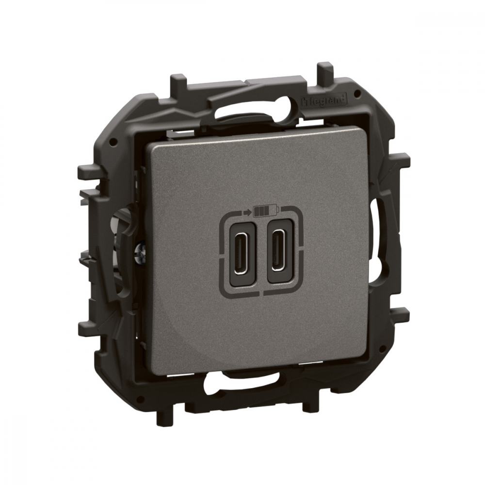 NOWE NILOE - GNIAZDO 2 X USB TYP C+C - 3 A STALOWE - NP3404MG - LEGRAND