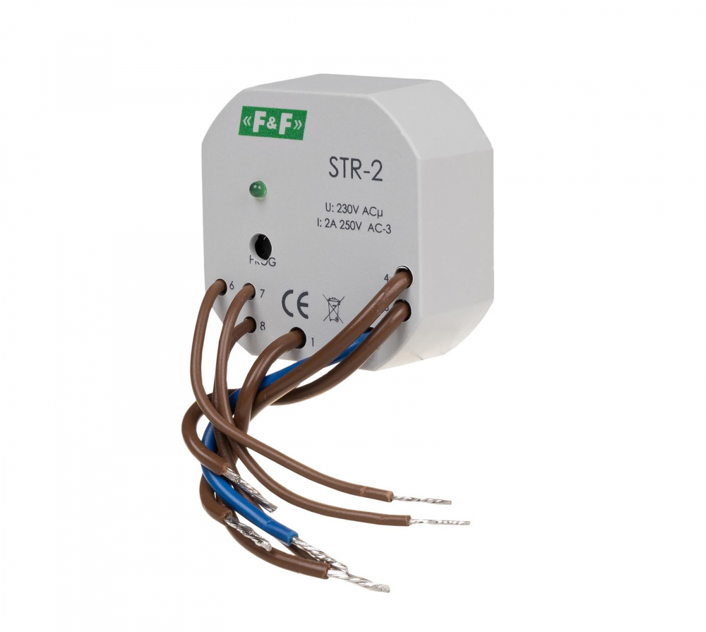 Sterownik roletowy, jednoprzyciskowy STR-2 napięcie 230V AC - STR-2 - F&F
