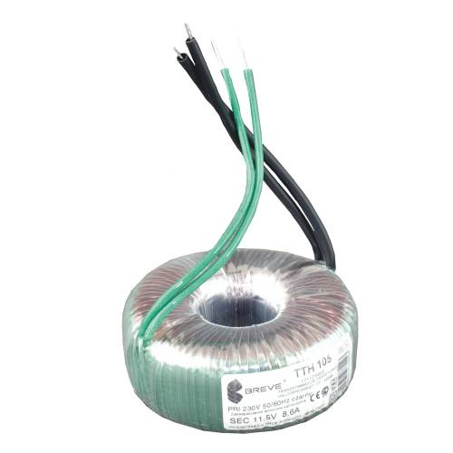 TRANSFORMATOR TOROIDALNY DO ŻARÓWEK HALOGENOWYCH Z BEZPIECZNIKIEM TTH 105VA 230/11,5V - 17112-9502 - BREVE