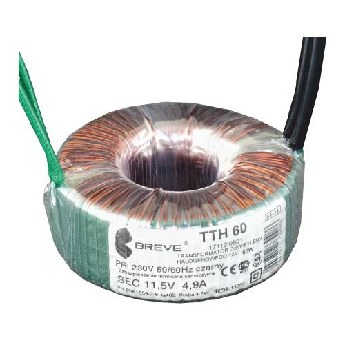 TRANSFORMATOR TOROIDALNY DO ŻARÓWEK HALOGENOWYCH Z BEZPIECZNIKIEM TTH 150VA 230/11,5V - 17112-9504 - BREVE