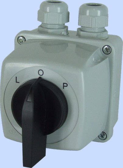 ŁĄCZNIK KRZYWKOWY W OBUDOWIE E25-43 ZMIANA KIERUNKU OBROTÓW L-0-P IP-44 - 952542 - ELEKTROMET DZIERŻONIÓW