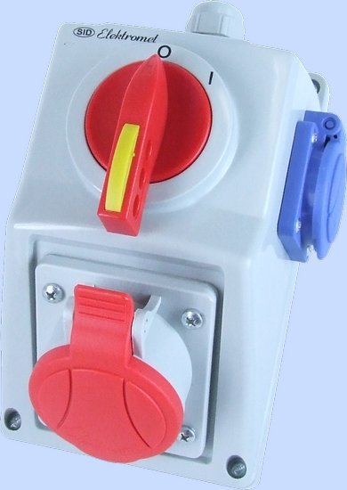 ZESTAW INSTALACYJNY 16A 3P+N+Z + GNIAZDO 2P+Z IP54 WYŁĄCZNIK 0-1 C16-18.1N - 971616 - ELEKTROMET DZIERŻONIÓW
