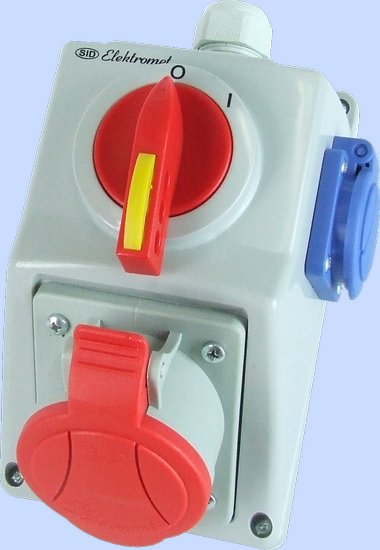 ZESTAW INSTALACYJNY 32A 3P+N+Z + GNIAZDO 2P+Z IP54 WYŁĄCZNIK 0-1 C32-18.1N - 974012 - ELEKTROMET DZIERŻONIÓW