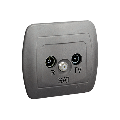 Gniazdo antenowe R-TV-SAT przelotowe; aluminiowy - AASP/26 - KONTAKT SIMON