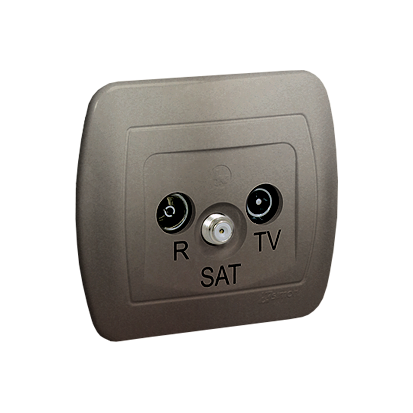 Gniazdo antenowe R-TV-SAT przelotowe; satynowy - AASP/29 - KONTAKT SIMON