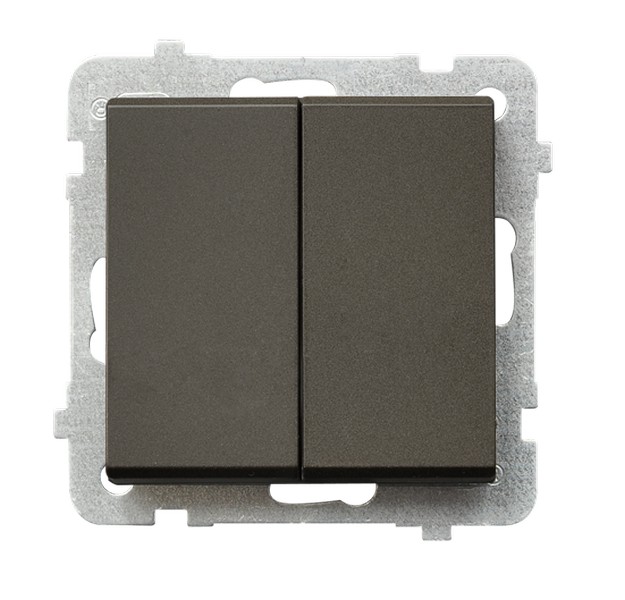 ŁĄCZNIK SCHODOWY PODWÓJNY ZACISKI AUTOMATYCZNE 16AX 250V IP20 CZEKOLADOWY METALIK SONATA - ŁP-10R/m/40 - OSPEL