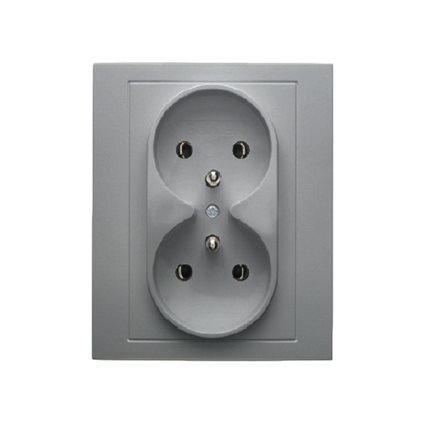 GNIAZDO PODWÓJNE Z UZIEMIENIEM 2X2P+Z ZACISKI ŚRUBOWE KOMPLETNE 16A 250V ALUMINIUM MAT LAKIEROWNY B.KWADRAT - 5361838984 - HAGER