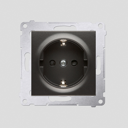Gniazdo Schuko z przesłonami (moduł) 16A, 250V~, zaciski śrubowe; antracyt - DGSz1Z.01/48 - KONTAKT SIMON