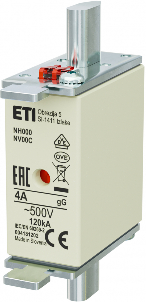 Wkładka topikowa NH - zwłoczna / KOMBI NH000 gG 4A/500V - 004181202 - ETI