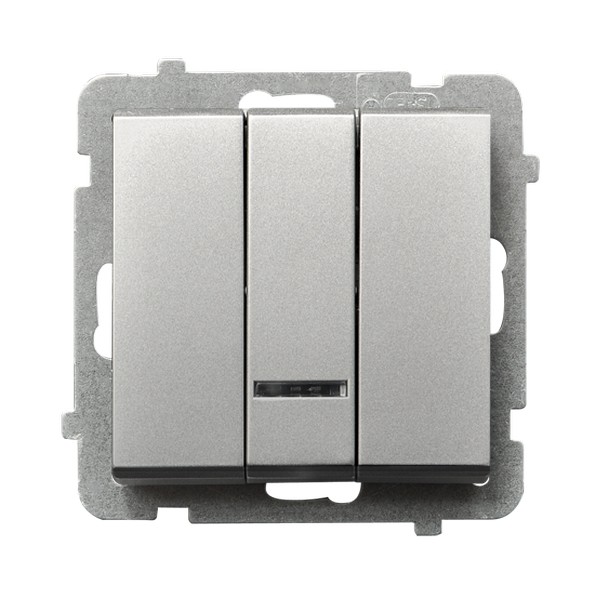 ŁĄCZNIK POTRÓJNY Z PODŚWIETLENIEM ZACISKI AUTOMATYCZNE 10AX 250V IP20 SREBRNY MAT SONATA - ŁP-13RS/m/38 - OSPEL