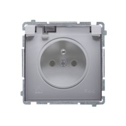 Gniazdo wtyczkowe z uziemieniem, z przesł. torów prądowych, bryzgoszczelne IP44 (moduł) 16A, 250V~, zaciski śrubowe, klapka transp.; stal inox - BMGZ1BZ.01/21A - KONTAKT SIMON