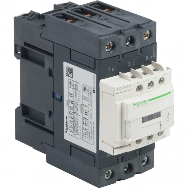 STYCZNIK MOCY 40A 3P 1NO 1NC CEWKA 24VAC ZACISKI EVK SKRZYNKOWE TESYS D - LC1D40AB7 - SCHNEIDER ELECTRIC