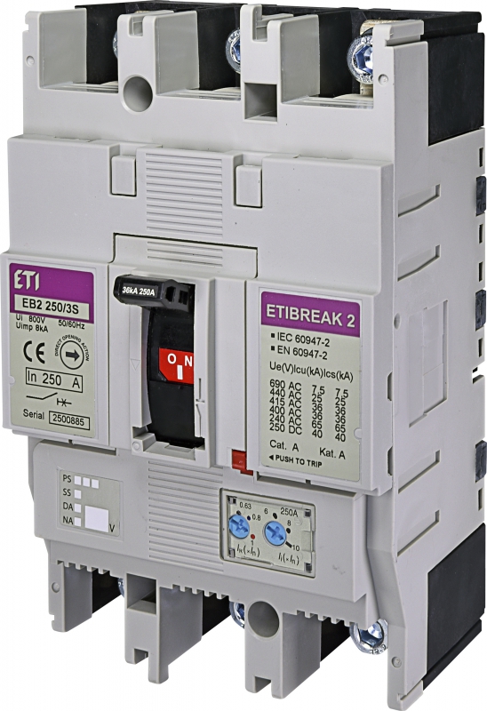 WYŁĄCZNIK MOCY 3P, 36KA, WYZW. TM EB2 250/3S 250A 3P - 004671083 - ETI