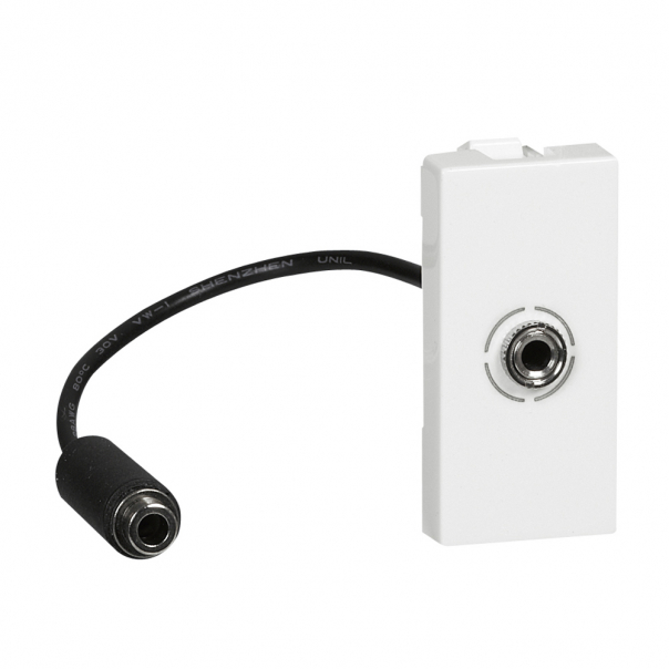 GNIAZDO JACK ŻEŃSKIE 3,5 MM Z PRZEWODEM BIAŁY MOSAIC - 078779 - LEGRAND