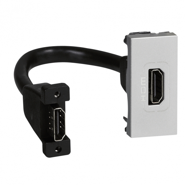 GNIAZDO HDMI TYPU A Z PRZEWODEM ALUMINIUM MOSAIC - 079378 - LEGRAND