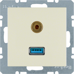 GNIAZDO USB / 3.5 MM AUDIO KREMOWY POŁYSK B.KWADRAT/ S.1 - 3315398982 - HAGER